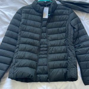 Black packable puffer jacket